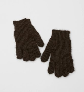 Wool blend knit gloves