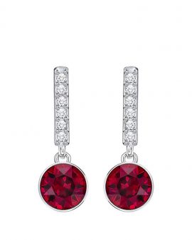 Gold Red Diamond Round Stud Earrings