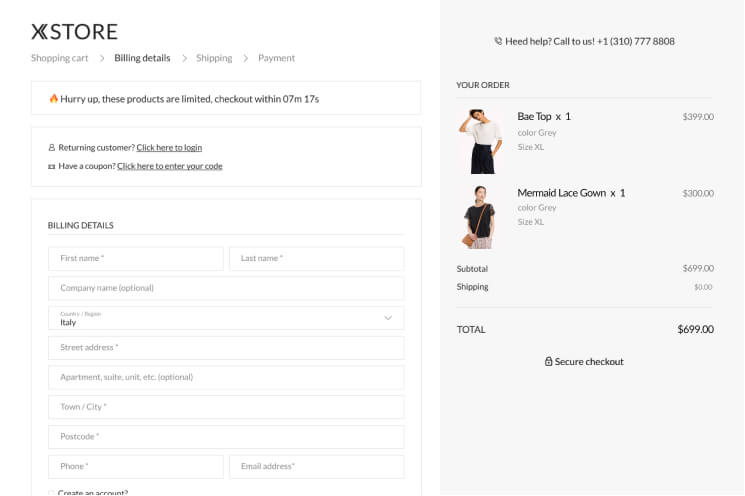 XStore Cart Checkout advanced layout 1