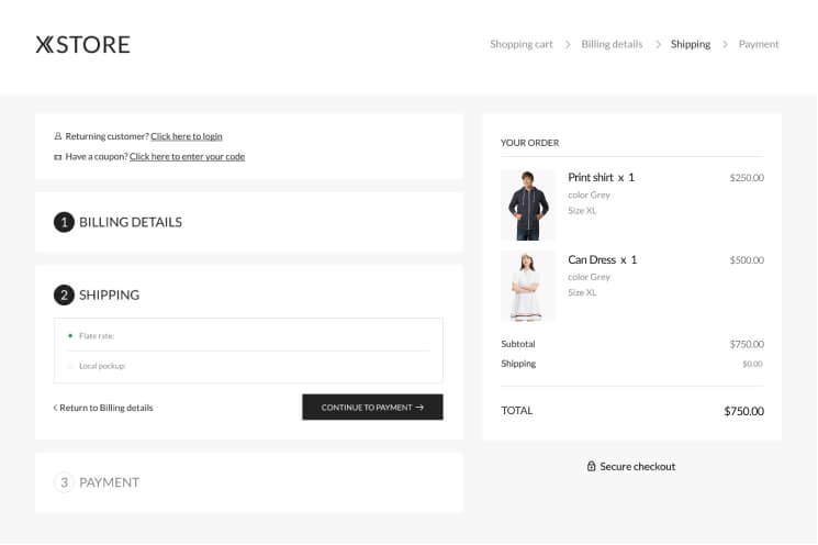 XStore Cart Checkout advanced layout 3