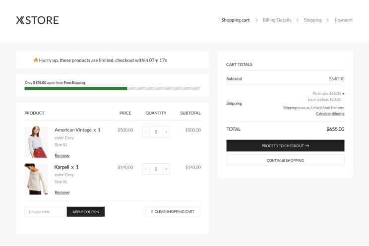 XStore Cart Checkout advanced layout 4