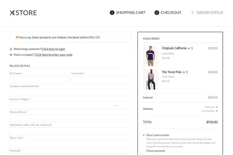 XStore Cart Checkout advanced layout 5