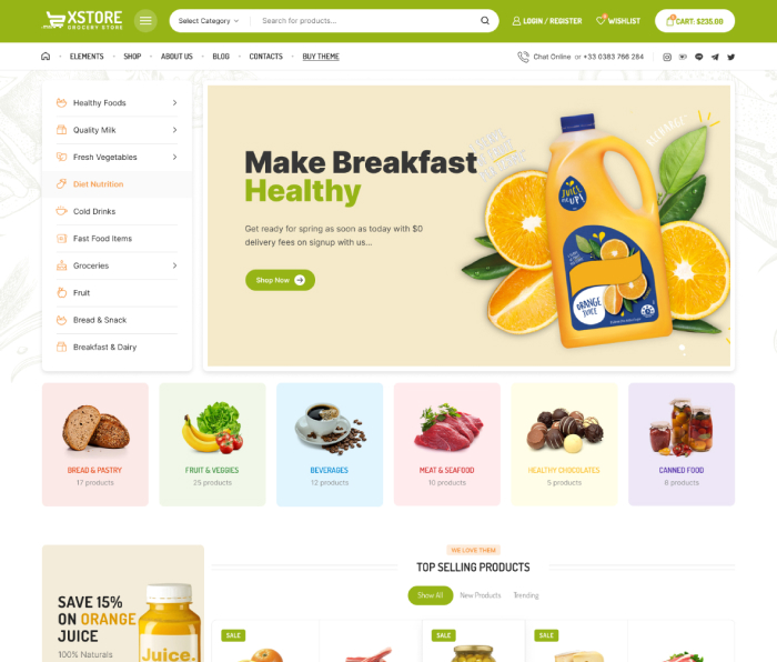 XStore WooCommerce theme - Grocery Market demo