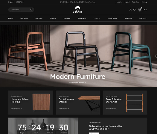 XStore WooCommerce theme - Dark Furniture demo