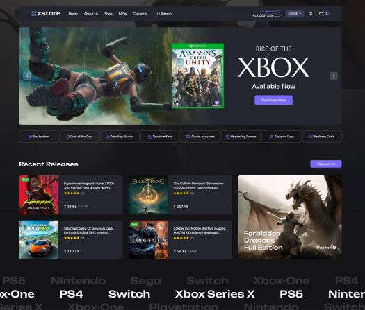 XStore WooCommerce theme - Games Dark demo