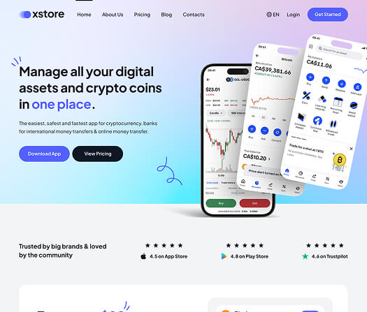XStore WooCommerce theme - Crypto Mobile App demo