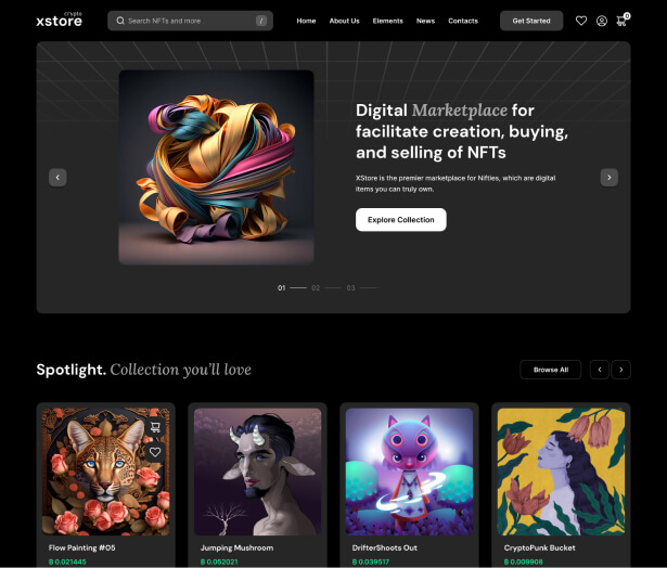 XStore WooCommerce theme - NFT Crypto Marketplace demo