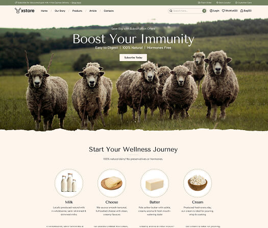 XStore WooCommerce theme - Organic milk farm demo