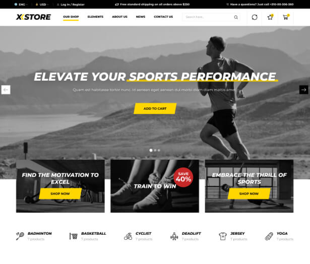 XStore WooCommerce theme - Sport demo