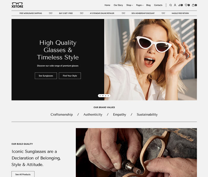 XStore WooCommerce theme - Sunglasses demo
