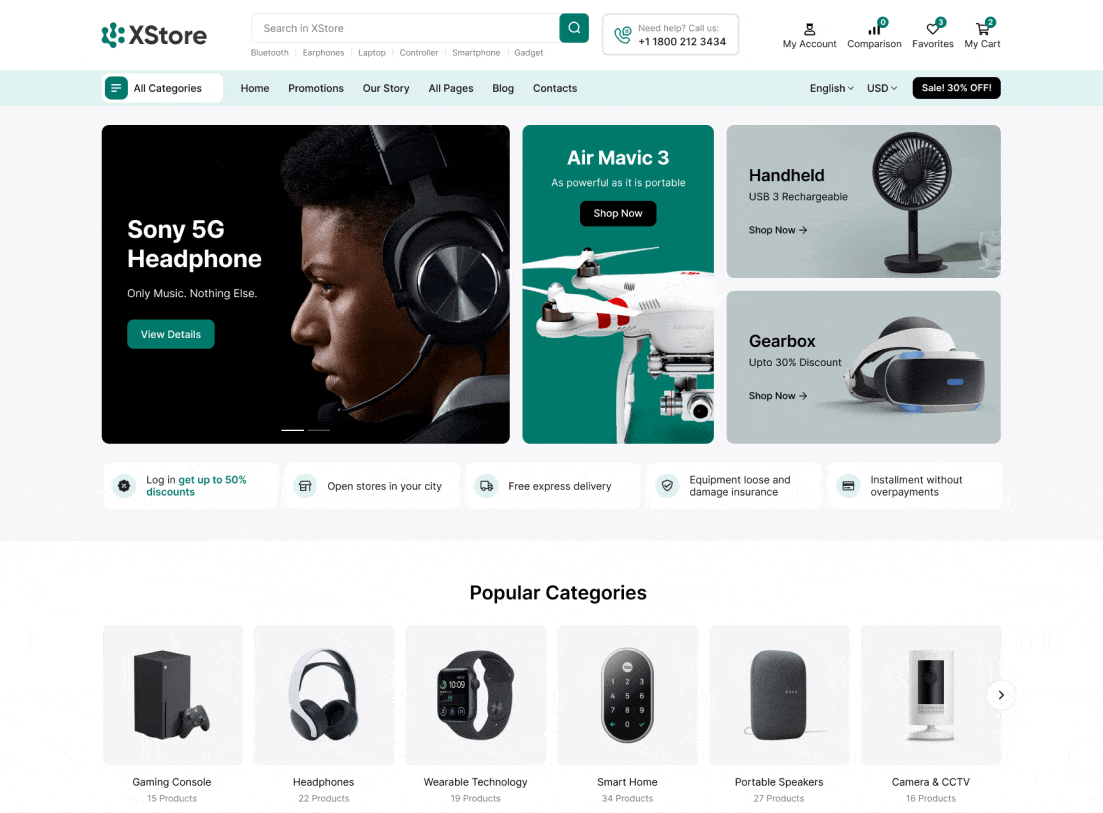 XStore WooCommerce theme Elementor demo